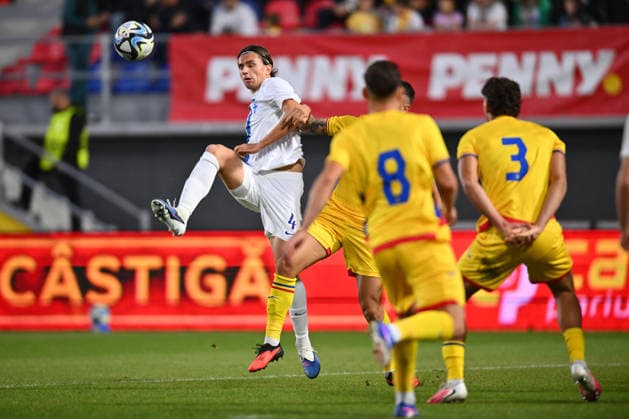 Romania v Finland, U21, U 21 Arttu Lotjonen of Finland plays during the European Under-21 Championship 2027, Qualifying round game between Romania and Finland at Eugen Popescu stadium in Targoviste, Romania, 30 September 2026. ALEX NICODIM Imago Images Copyright: xAlexxNicodimx