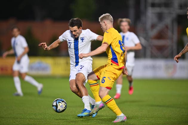 Romania v Finland, U21, U 21 Juho Talvitie of Finland plays during the European Under-21 Championship 2027, Qualifying round game between Romania and Finland at Eugen Popescu stadium in Targoviste, Romania, 30 September 2026. ALEX NICODIM Imago Images Copyright: xAlexxNicodimx