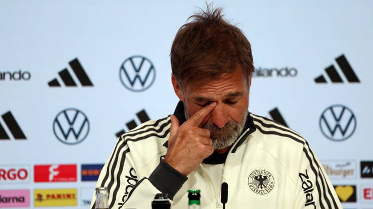September 30, 2026, xrekx, Soccer UEFA Nations League, Germany Press conference with Jürgen Klopp and Jonas Urbig (from left) Jürgen Klopp, Germany s coach, looks disappointed, dejected, Munich