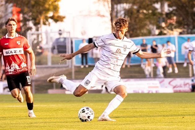 TSG Balingen vs. SSV Ulm 1846 Soccer, State Cup, WFV Cup, Round of 16, BIZERBA ARENA Balingen, September 30, 26 Benjamin Goller SSV Ulm 1846 Soccer, 07 TSG Balingen vs. SSV Ulm 1846 Soccer, State Cup, WFV Cup, Round of 16, BIZERBA ARENA Balingen, September 30, 2026 Photo by Lucca Fundel, Balingen, BIZERBA ARENA, Baden-Württemberg, Germany