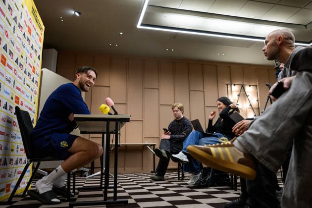 September 30, 2026: Goalkeeper Noel Törnqvist of the Swedish men’s national soccer team at a press event on September 30, 2026 in Stockholm. Photo by Jesper Zerman, BILDBYRAN, code JZ JZ0763: soccer, football, UEFA Nations League, press conference, event, meeting, Sweden, Sweden A, BBENG  Copyright: JESPERxZERMAN BB260930JZ048