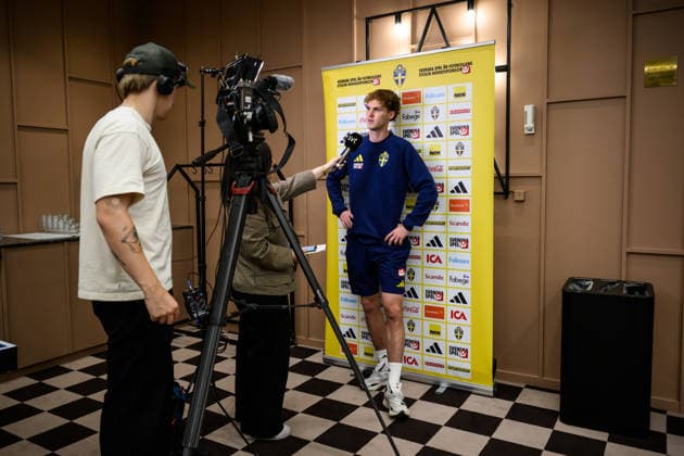September 30, 2026: Williot Swedberg of the Swedish men’s national soccer team at a press event on September 30, 2026 in Stockholm. Photo by Jesper Zerman, BILDBYRAN, code JZ JZ0763: soccer, football, Fotball, Nations League, UEFA Nations League, press conference, event, meeting, Sweden, Sverige, Sverige A, BBENG  Copyright: JESPERxZERMAN BB260930JZ050
