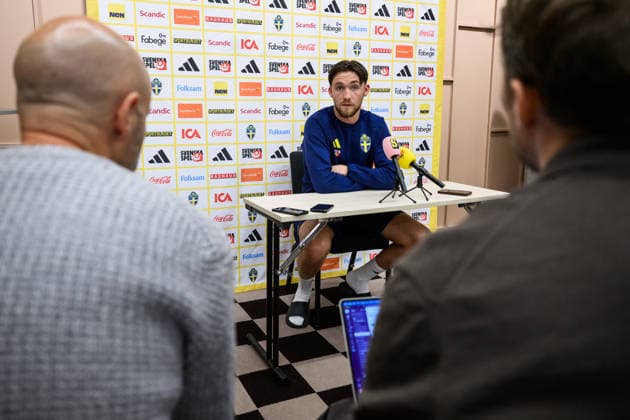 September 30, 2026: Goalkeeper Noel Törnqvist of the Swedish men’s national soccer team at a press event on September 30, 2026 in Stockholm. Photo by Jesper Zerman, BILDBYRAN, code JZ JZ0763: soccer, football, Fotball, Nations League, UEFA Nations League, press conference, event, meeting, Sweden, Sverige, Sverige A, BBENG  Copyright: JESPERxZERMAN BB260930JZ052