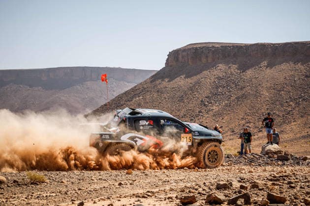 W2RC - RALLYE DU MAROC 2026 215 VARIAWA Saood (rsa), MOORE Charan (rsa), Toyota Hilux IMT Evo, Toyota Gazoo Racing SA, FIA W2RC, ULT T1+, action, during the Stage 2 of the Rallye du Maroc 2026, 4th round of the 2026 WR2C Championship from September 30, 2026 around Zagora, Morocco - AgadirMorocco Copyright: xDamienxSaulnierx
