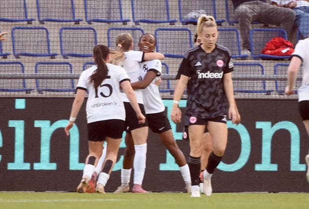 September 30, 2026, xhbx, Soccer UEFA Women s Europa Cup Qualifiers, Eintracht Frankfurt vs. Fimleikafelag Hafnarfjördur – Goal celebration, celebrating the 0-1 goal by Nia Christopher, Fimleikafelag Hafnarfjördur vs. Frankfurt