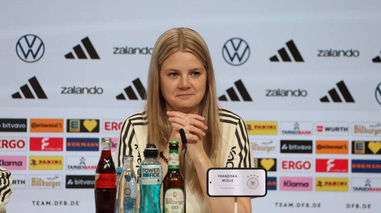 September 30, 2026, xrekx, Soccer: UEFA Nations League, Germany—Press conference with Jürgen Klopp and Jonas Urbig; from left: Franziska Wülle Wuelle, press spokesperson for Germany, Munich