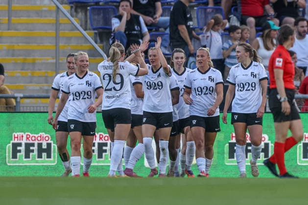 GER, Frankfurt, Eintracht Frankfurt vs. FH Hafnarfjördur, UEFA Europa Cup, Soccer, UEFA, 2026–2027 Season, Stadion am Brentanobad, Qualifying Round, Second Leg: Nia Christopher of FH Hafnarfjördur scores a goal, Celebration and Joy, Emotions, Goal Scored. DFB and DFL regulations prohibit any use of photographs as image sequences and or quasi-video. September 30, 2026 Copyright: HMBxMedia HendrikxHamelau