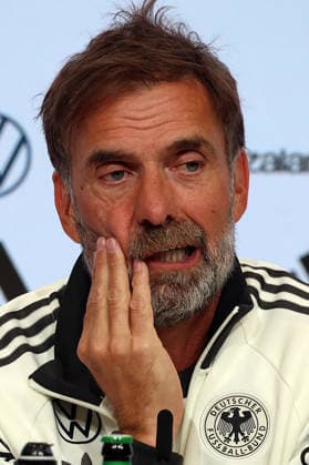 September 30, 2026, xrekx, Soccer: UEFA Nations League, Germany—Press conference with Jürgen Klopp and Jonas Urbig; from left: Jürgen Klopp, Germany s coach, looks disappointed, dejected, Munich