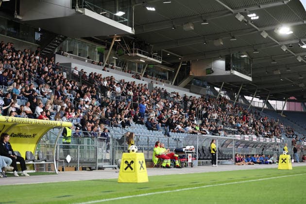 SOCCER - WEC, Sturm vs Wolfsburg GRAZ,AUSTRIA,30.SEP.26 - SOCCER - UEFA Women s Europa Cup, qualification, SK Sturm Graz vs VfL Wolfsburg. Image shows overview of Fans.  GEPAxpictures xChrisxBauer