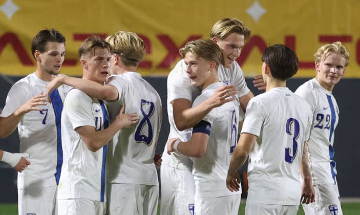 30.09.2026 Targoviste Romania-Finland Suomi European Under-21 qualifiers men s football Juho Talvitie,Arttu Lotjonen,,Pyry Mentu ,Luka Hyryläinen Hyrylainen,Miska Ylitolva Finland Suomi celebration :