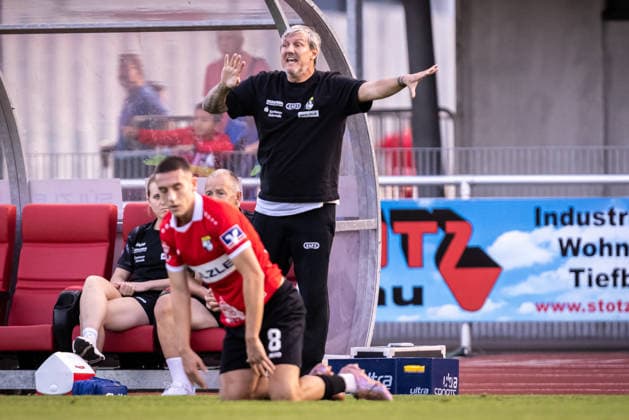 TSG Balingen vs. SSV Ulm 1846 Soccer, State Cup, WFV Cup, Round of 16, BIZERBA ARENA, Balingen, September 30, 2026, Michael Schilling, TSG Balingen soccer, coach, TSG Balingen vs. SSV Ulm 1846, soccer, State Cup, WFV Cup, Round of 16, BIZERBA ARENA Balingen September 30, 2026 Photo by Lucca Fundel Balingen BIZERBA ARENA Baden-Württemberg, Germany