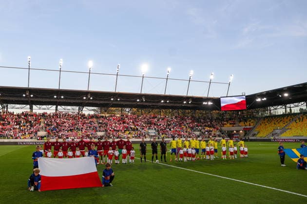 Katowice 30.09.2026. Football European Qualifiers match between Poland U21, U 21 and Sweden U21 in Katowice, Poland --- Mecz eliminacji do Mistrzostw Europy pomiedzy Polska U21 a Szwecja U21 w Katowicach, Polska Persons Shown : Polska U21 Reprezentacja Szwecji U21 Sweden Fot. Michal Gaciarz Arena Akcji NEWSPIX.PL --- newspix.pl 
