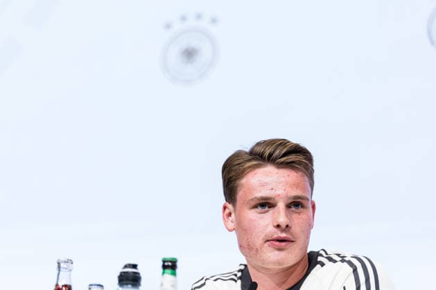 MUNICH, GERMANY - SEPTEMBER 30: Jonas Urbig (Germany, 1) during the pressconference before the UEFA Nations League match between Germany vs. Serbia at Allianz Arena on matchday 3 of the UEFA Nations League on September 30, 2026 in Munich, Germany. Bavaria Germany Copyright: xSteffiexWunderlx
