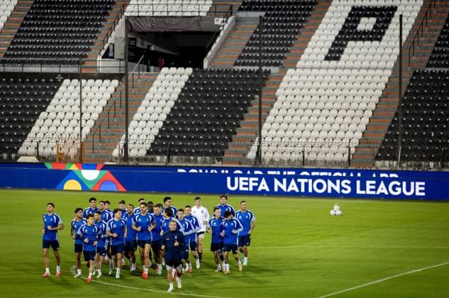THESSALONIKI - The Greek national team, Nationalteam squad during a training session at PAOK FC s Toumba Stadium, ahead of the Nations League match between the Netherlands and Greece. KOEN VAN WEEL ANP xVIxANPxSportx xxANPxIVx 570908369 originalFilename: 570908369.jpg