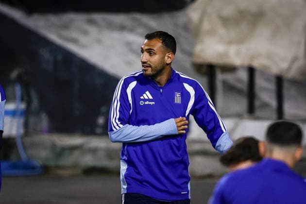 THESSALONIKI , 30-09-2026 , Toumba Stadium , season 2026 2027 , UEFA Nations League football , Picture shows Greece player Vangelis Pavlidis during the press conference, PK, Pressekonferenz md-1 and training Press conference Greece and training in Thessaloniki  x207758851x Copyright: