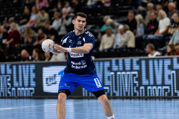 FLENSBURG, GERMANY - SEPTEMBER 30: Aymeric Minne (SG Flensburg-Handewitt, 44) during warm up during the EHF European League match between SG Flensburg-Handewitt vs Fraikin BM. Granollers at GGW Arena on matchday 1 of the Group Matches Group E on September 30, 2026 in Flensburg, Germany. Schleswig-Holstein Germany Copyright: xMarioxM.xKobergx