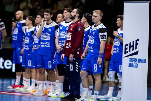 FLENSBURG, GERMANY - SEPTEMBER 30: team SG Flensburg-Handewitt before the game during the EHF European League match between SG Flensburg-Handewitt vs Fraikin BM. Granollers at GGW Arena on matchday 1 of the Group Matches Group E on September 30, 2026 in Flensburg, Germany. Schleswig-Holstein Germany Copyright: xMarioxM.xKobergx