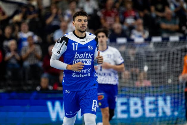FLENSBURG, GERMANY - SEPTEMBER 30: thumbs up Marko Grgic (SG Flensburg-Handewitt, 17) during the EHF European League match between SG Flensburg-Handewitt vs Fraikin BM. Granollers at GGW Arena on matchday 1 of the Group Matches Group E on September 30, 2026 in Flensburg, Germany. Schleswig-Holstein Germany Copyright: xMarioxM.xKobergx