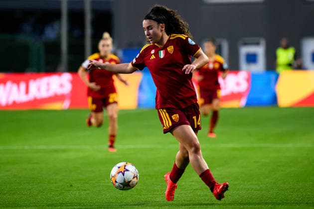 Giada Pellegrino Cimo of AS Roma in action during the Women s Champions league football match between AS Roma and FC Barcelona, Barca at Tre Fontane stadium in Rome (Italy), September 30, 2026. AndreaxStaccioli