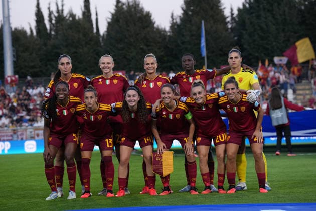 Roma during the Uefa Women™s Champions League soccer match between Roma and Barcellona at the Rome s Tre Fontane stadium, Italy - Wednesday September 30, 2026 - Soccer ( Photo by Alfredo Falcone LaPresse )  Copyright: xAlfredoxFalcone LaPressex