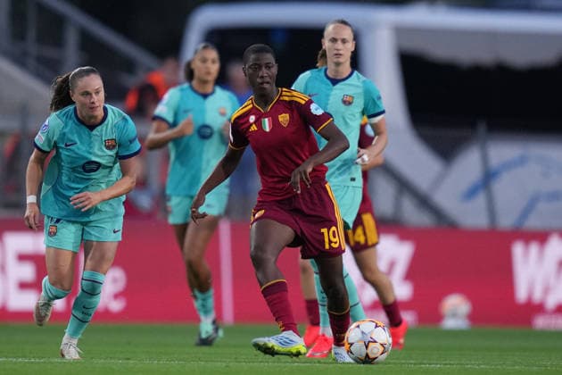 Roma™s Shukurat Oladipo during the Uefa Women™s Champions League soccer match between Roma and Barcellona at the Rome s Tre Fontane stadium, Italy - Wednesday September 30, 2026 - Soccer ( Photo by Alfredo Falcone LaPresse )  Copyright: xAlfredoxFalcone LaPressex