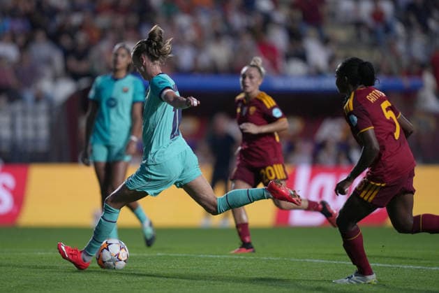 Barcellona s Caroline Graham Hansen gol during the Uefa Women™s Champions League soccer match between Roma and Barcellona at the Rome s Tre Fontane stadium, Italy - Wednesday September 30, 2026 - Soccer ( Photo by Alfredo Falcone LaPresse )  Copyright: xAlfredoxFalcone LaPressex