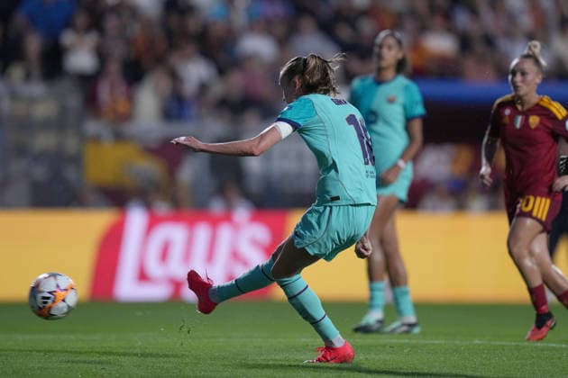 Barcellona s Caroline Graham Hansen gol during the Uefa Women™s Champions League soccer match between Roma and Barcellona at the Rome s Tre Fontane stadium, Italy - Wednesday September 30, 2026 - Soccer ( Photo by Alfredo Falcone LaPresse )  Copyright: xAlfredoxFalcone LaPressex
