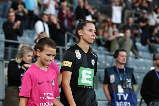 SOCCER - WEC, Sturm vs Wolfsburg GRAZ,AUSTRIA,30.SEP.26 - SOCCER - UEFA Women s Europa Cup, qualification, SK Sturm Graz vs VfL Wolfsburg. Image shows Stefanie Grossgasteiger (Sturm).  GEPAxpictures xChrisxBauer
