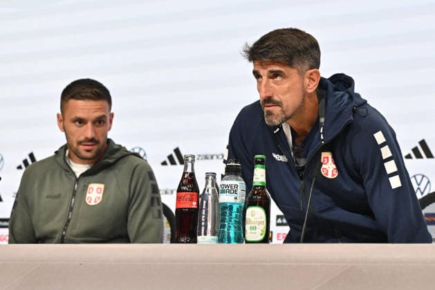 SERBIA press conference, PK, Pressekonferenz DUSAN TADIC and VELJKO PAUNOVIC coach of Serbia press conference at Allianz arena , Munich 01.10.2026 Foto: FOOTBALL, SERBIA, GERMANY, UEFA NATIONS LEAGUE, PRESS CONFEFERENCE Munich Allianz arena Germany Copyright: xMarkoxMetlas xMNxPressx