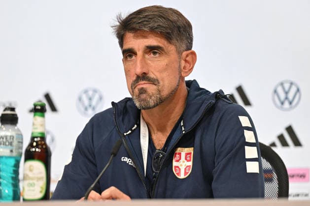 SERBIA press conference, PK, Pressekonferenz VELJKO PAUNOVIC coach of Serbia press conference at Allianz arena , Munich 01.10.2026 Foto: FOOTBALL, SERBIA, GERMANY, UEFA NATIONS LEAGUE, PRESS CONFEFERENCE Munich Allianz arena Germany Copyright: xMarkoxMetlas xMNxPressx