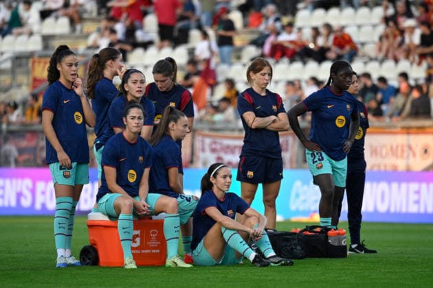 SOCCER - Women s Champions League - AS Roma vs. FC Barcelona, Barca Photo by IPA ABACAPRESS.COM89149462 - FC Barcelona vs. A.S. Roma Femminile and FC Barcelona Women vs. A.S. Roma Femminile in the UEFA Women s Champions League at Tre Fontane Stadium in Rome on September 30, 2026. Rome Italy  Copyright: xIPAxSport ABACAx