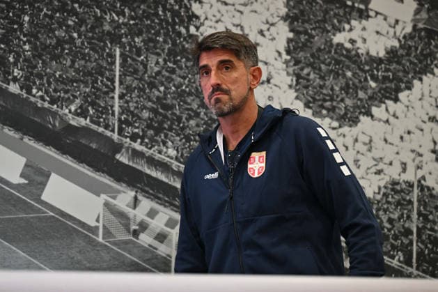 SERBIA press conference, PK, Pressekonferenz VELJKO PAUNOVIC coach of Serbia press conference at Allianz arena , Munich 01.10.2026 Foto: FOOTBALL, SERBIA, GERMANY, UEFA NATIONS LEAGUE, PRESS CONFEFERENCE Munich Allianz arena Germany Copyright: xMarkoxMetlas xMNxPressx