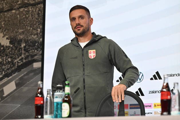 SERBIA press conference, PK, Pressekonferenz DUSAN TADIC of Serbia press conference at Allianz arena , Munich 01.10.2026 Foto: FOOTBALL, SERBIA, GERMANY, UEFA NATIONS LEAGUE, PRESS CONFEFERENCE Munich Allianz arena Germany Copyright: xMarkoxMetlas xMNxPressx