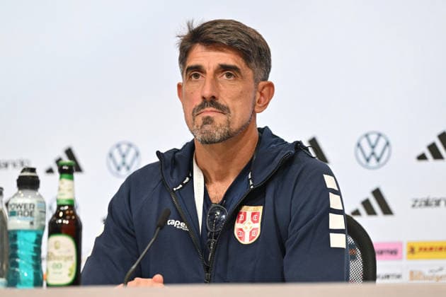 SERBIA press conference, PK, Pressekonferenz VELJKO PAUNOVIC coach of Serbia press conference at Allianz arena , Munich 01.10.2026 Foto: FOOTBALL, SERBIA, GERMANY, UEFA NATIONS LEAGUE, PRESS CONFEFERENCE Munich Allianz arena Germany Copyright: xMarkoxMetlas xMNxPressx