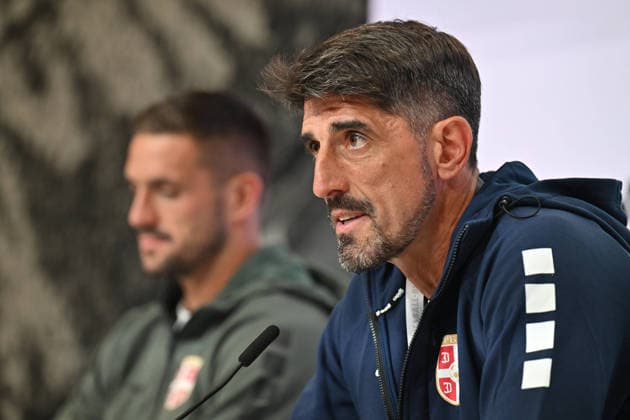 SERBIA press conference, PK, Pressekonferenz DUSAN TADIC and VELJKO PAUNOVIC coach of Serbia press conference at Allianz arena , Munich 01.10.2026 Foto: FOOTBALL, SERBIA, GERMANY, UEFA NATIONS LEAGUE, PRESS CONFEFERENCE Munich Allianz arena Germany Copyright: xMarkoxMetlas xMNxPressx