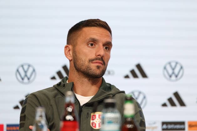 Dusan Tadic, Serbia, No. 10 at the press conference, GER, Serbia National Team, Post-match press conference, Soccer, UEFA Nations League, 2026–2027 season, September 30, 2026, GER, Serbia National Team, Closing Press Conference, Soccer, UEFA Nations League, 2026–2027 Season, September 30, 2026, Munich Copyright: xEibner-Pressefoto JennixMaulx EP_JML