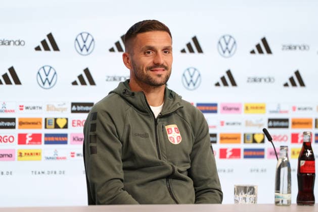 Dusan Tadic, Serbia, 10 at the press conference, GER, Serbia National Team, Post-match press conference, Soccer, UEFA Nations League, 2026–2027 season, September 30, 2026, GER, Serbia National Team, Post-Match Press Conference, Soccer, UEFA Nations League, 2026–2027 Season, September 30, 2026, Munich Copyright: xEibner-Pressefoto JennixMaulx EP_JML