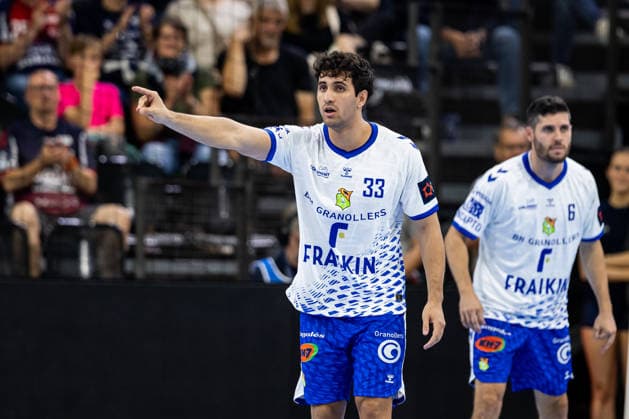 FLENSBURG, GERMANY - SEPTEMBER 30: Ferran Castillo Oliveras (Fraikin BM. Granollers, 33) gestures during the EHF European League match between SG Flensburg-Handewitt vs Fraikin BM. Granollers at GGW Arena on matchday 1 of the Group Matches Group E on September 30, 2026 in Flensburg, Germany. Schleswig-Holstein Germany Copyright: xMarioxM.xKobergx