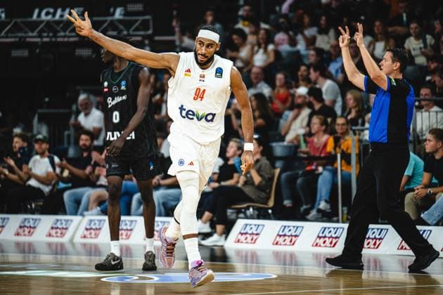 Armel Traore of ratiopharm Ulm gestures during the 2026–2027 BKT EuroCup match between ratiopharm Ulm and Balkan Botevgrad at the ratiopharm Arena on September 30, 2026, in Neu Ulm, Germany. Photo by Harry Langer, DeFodi Images