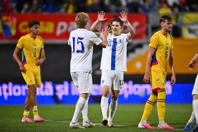 Romania v Finland, U21, U 21 Toivo Mero of Finland scores his side second goal during the European Under-21 Championship 2027, Qualifying round game between Romania and Finland at Eugen Popescu stadium in Targoviste, Romania, 30 September 2026. ALEX NICODIM Imago Images Copyright: xAlexxNicodimx