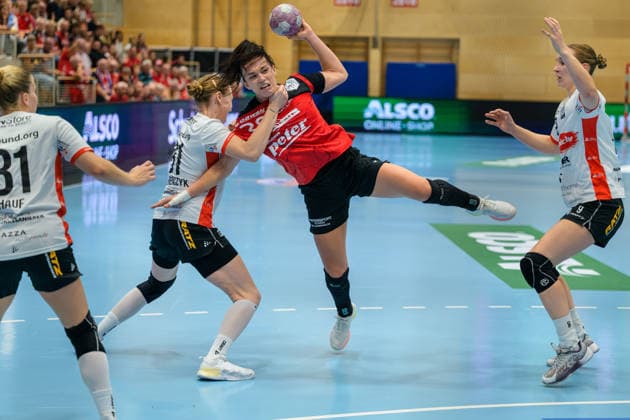 Jana Scheib, Thueringer HC, 20, Karolina Jurenczyk, HSG Blomberg Lippe, 81, Nieke Kuehne HSG Blomberg Lippe, 09, Alexia Hauf HSG Blomberg Lippe, 31 GER, Thueringer HC vs. HSG Blomberg Lippe, Handball, DHB Cup, 2026–2027 season, 2nd round, Wednesday, 7:00 PM, September 30, 2026 GER, Thuringer HC vs. HSG Blomberg Lippe, Handball, DHB Cup, 2026–2027 season, 2nd round, Wednesday, 7:00 p.m., September 30, 2026, Bad Langensalza Copyright: xMartinxHerbstx