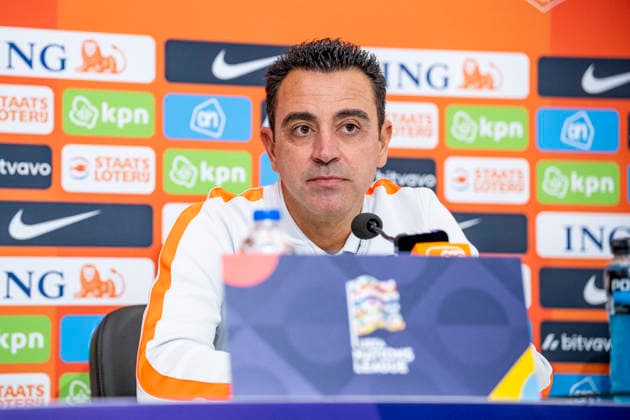 THESSALONIKI Netherlands head coach Xavi Hernandez during the press conference ahead of the UEFA Nations League match between Greece and the Netherlands at Toumba Stadium on September 30, 2026, in Thessaloniki, Greece. Photo by DeFodi Images