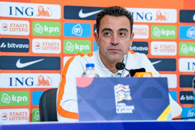 THESSALONIKI Netherlands head coach Xavi Hernandez during the press conference for the UEFA Nations League match between Greece and the Netherlands at Toumba Stadium on September 30, 2026, in Thessaloniki, Greece. Photo by DeFodi Images