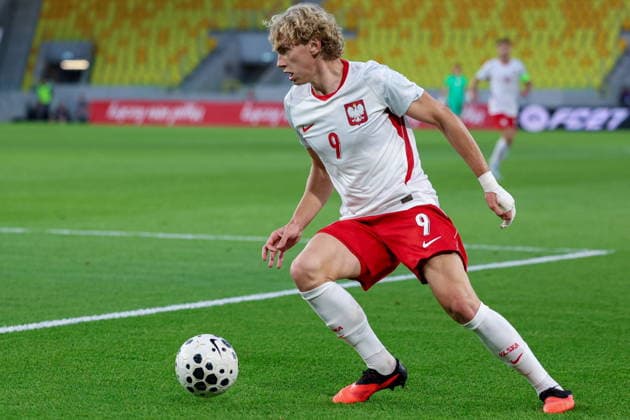Katowice 30.09.2026. Football European Qualifiers match between Poland U21, U 21 and Sweden U21 in Katowice, Poland --- Mecz eliminacji do Mistrzostw Europy pomiedzy Polska U21 a Szwecja U21 w Katowicach, Polska Persons Shown : Daniel Mikolajewski Fot. Michal Gaciarz Arena Akcji NEWSPIX.PL --- newspix.pl 
