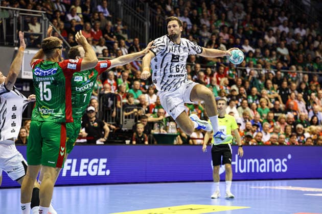 Harald Reinkind, THW Kiel, 6th Handball Bundesliga Season 2026–2027: SC Magdeburg vs. THW Kiel at the GETEC Arena in Magdeburg; Action, Handball, Germany, September 30, 2026