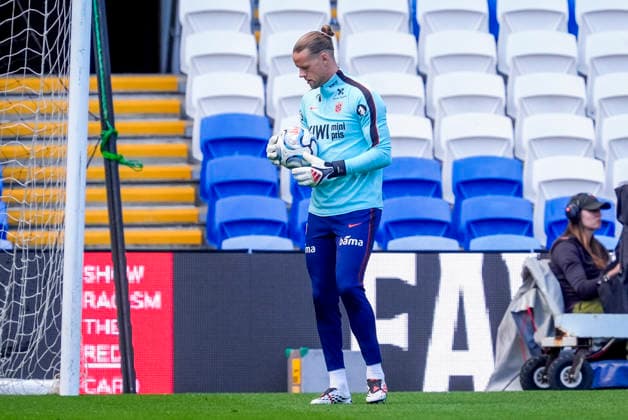 Soccer, Nations League: Wales vs. Norway, Nations League Cardiff, Wales 20260930 Goalkeeper Orjan Haskjold Nyland during training with the Norwegian national soccer team at Cardiff City Stadium the day before the match against Wales Photo: Lise Aserud, NTB Cardiff, Wales EDITORIAL USE ONLY; RESTRICTED USE FOR BETTING COMPANIES  Copyright: xLisexAserudx xNTBx