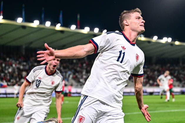Lukas Masek (CZE) celebrates a goal in the UEFA Under-21 European Football Championship qualifier Group B match Czechia vs Bulgaria, Hradec Kralove, Czech Republic, September 30, 2026. (CTKxPhoto DavidxTanecek) CTKPhotoP2026093008240  CTKPhotoP2026093008240