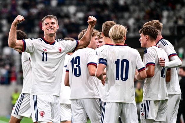 L-R Lukas Masek (CZE) celebrates a goal in the UEFA Under-21 European Football Championship qualifier Group B match Czechia vs Bulgaria, Hradec Kralove, Czech Republic, September 30, 2026. (CTKxPhoto DavidxTanecek) CTKPhotoP2026093008329  CTKPhotoP2026093008329