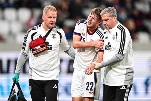 Injured Pavel Kacor (CZE) during the UEFA Under-21 European Football Championship qualifier Group B match Czechia vs Bulgaria, Hradec Kralove, Czech Republic, September 30, 2026. (CTKxPhoto DavidxTanecek) CTKPhotoP2026093008520  CTKPhotoP2026093008520