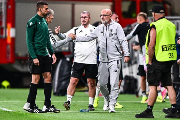 Czech head coach Michal Bilek, right, celebrates after winning the UEFA Under-21 European Football Championship qualifier Group B match Czechia vs Bulgaria, Hradec Kralove, Czech Republic, September 30, 2026 (CTKxPhoto DavidxTanecek) CTKPhotoP2026093008725  CTKPhotoP2026093008725